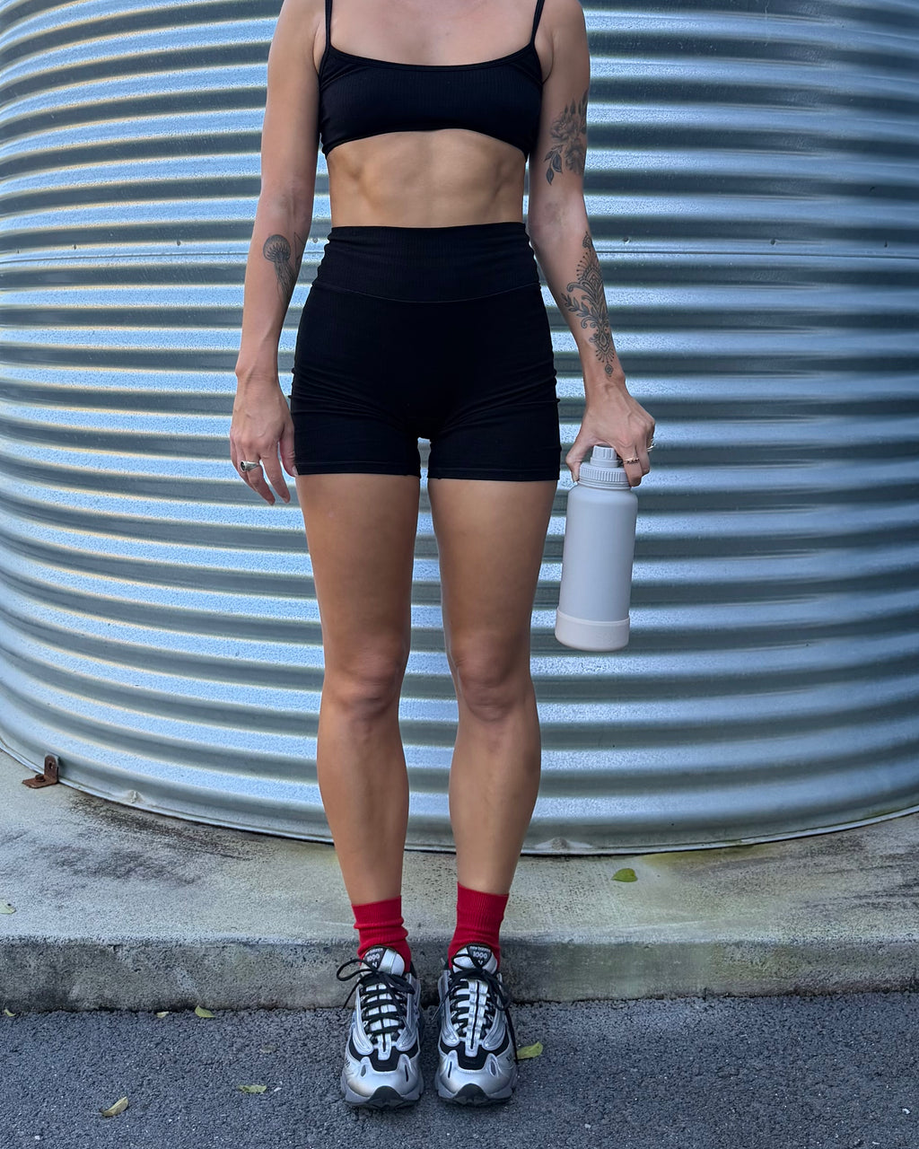 black ribbed organic shorts for yoga and activewear non toxic natural Women's activewear australia