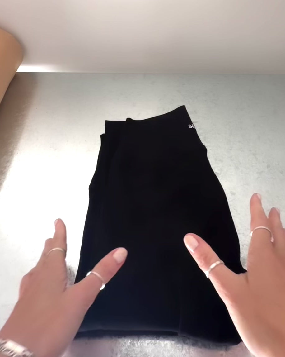 video of black leggings stretch organic cotton australia
