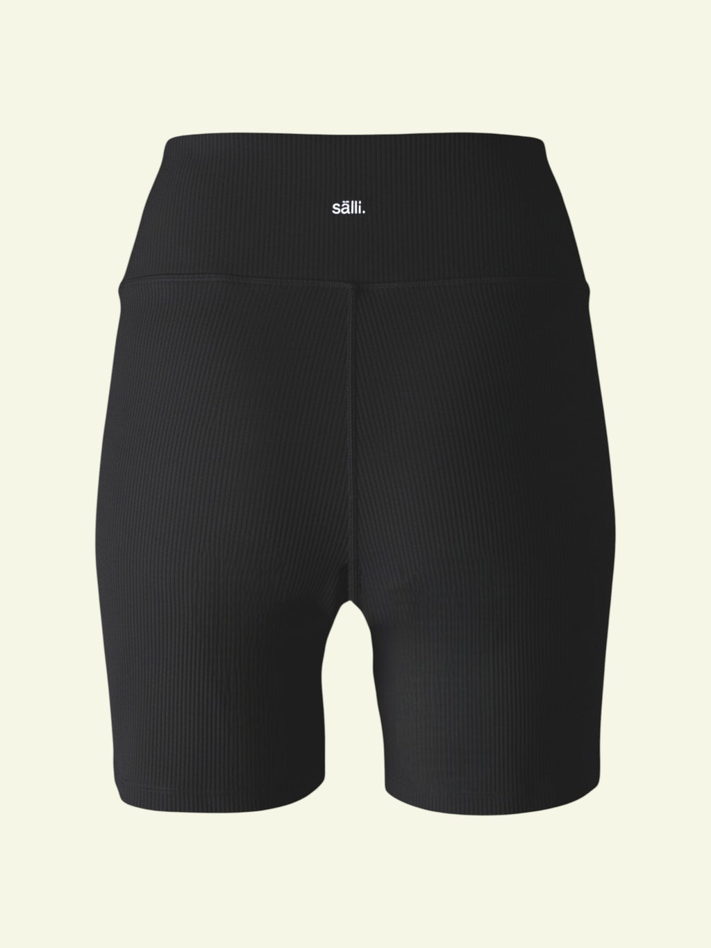back of flat lay ribbed black organic shorts